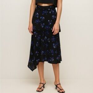 Proenza Schouler Black and Blue Asymmetrical Skirt
